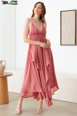 Tassel Fringe Strap Cutout Maxi Dress