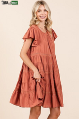 Mittoshop Lace Detail Ruffled Button down Tiered Dress