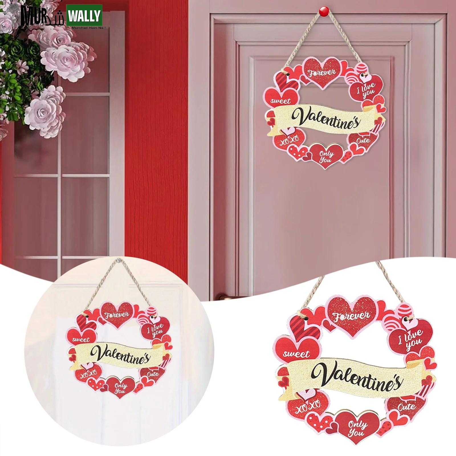 16 Inch Valentine'S Day Sign Luminous Love Heart Shape Wreath Garland with Lights Home Decorations Red Valentines Day Gifts