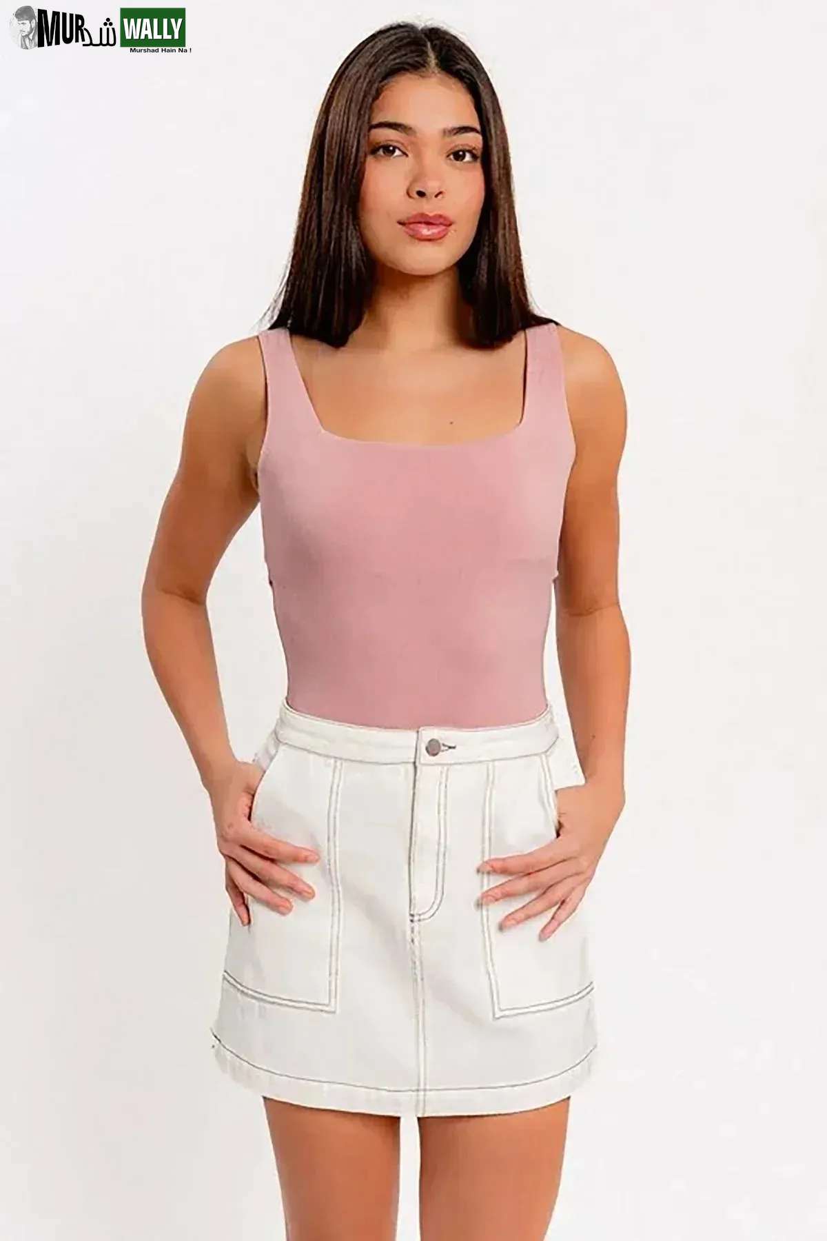 Square Neck Basic Essential Stretchy Bodysuit Tank Top
