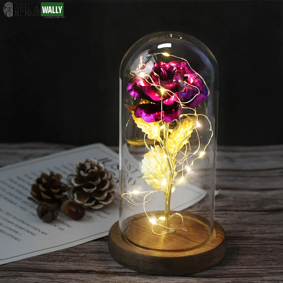 Beauty and the Beast Rose Rose in LED Glass Dome Forever Rose Red Rose Valentine'S Day Mother'S Day Special Romantic Gift