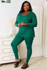 Zenana Lazy Days Full Size Long Sleeve Top and Leggings Set