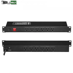 VEVOR 19 1U PDU 12 Outlets Rack Mount Power Strip Surge Overload Protection