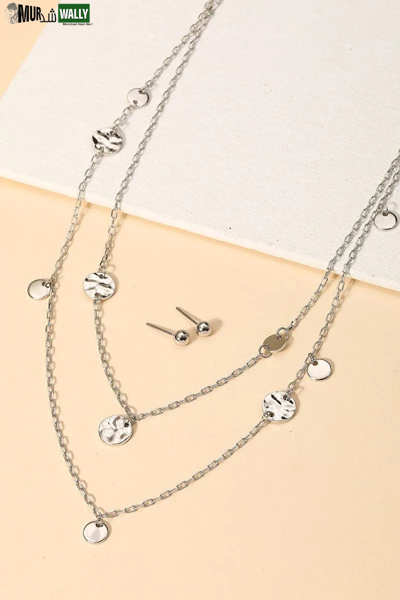Layered Chain Coin Station Necklace Ball Jewelry Sets