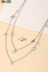 Layered Chain Coin Station Necklace Ball Jewelry Sets
