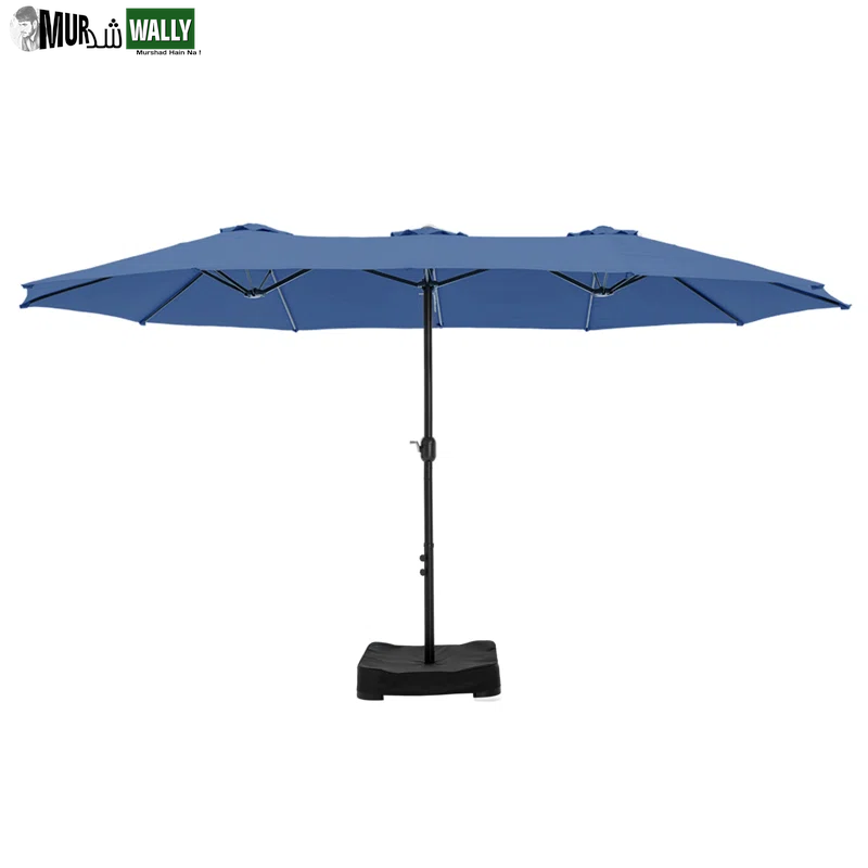 Nyasia 15 Ft X 9 Ft Rectangular Market Umbrella with Base