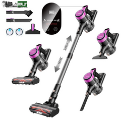 Cordless Vacuum Cleaner, 300W 23Kpa Powerful Suction Vacuum with LED Display, 3 Suction, 48Mins Runtime, Lightweight Stick Cleaner with Sofa Brush for Hard Floor/Carpet/Pet Hair/Car, Black