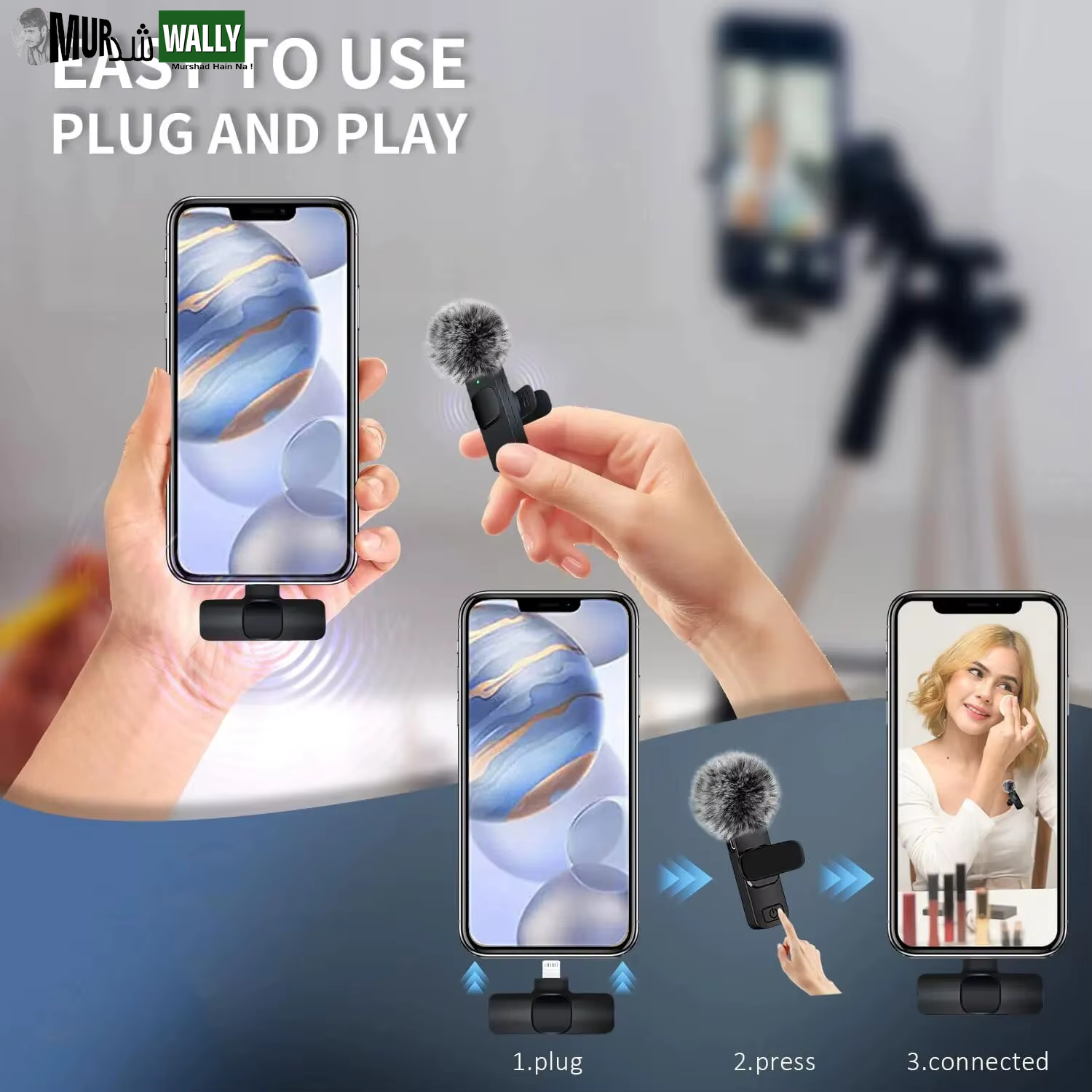 NEW Wireless Lavalier Microphone Audio Video Recording Mini Mic for Iphone Android Laptop Live Gaming Mobile Phone Microphone