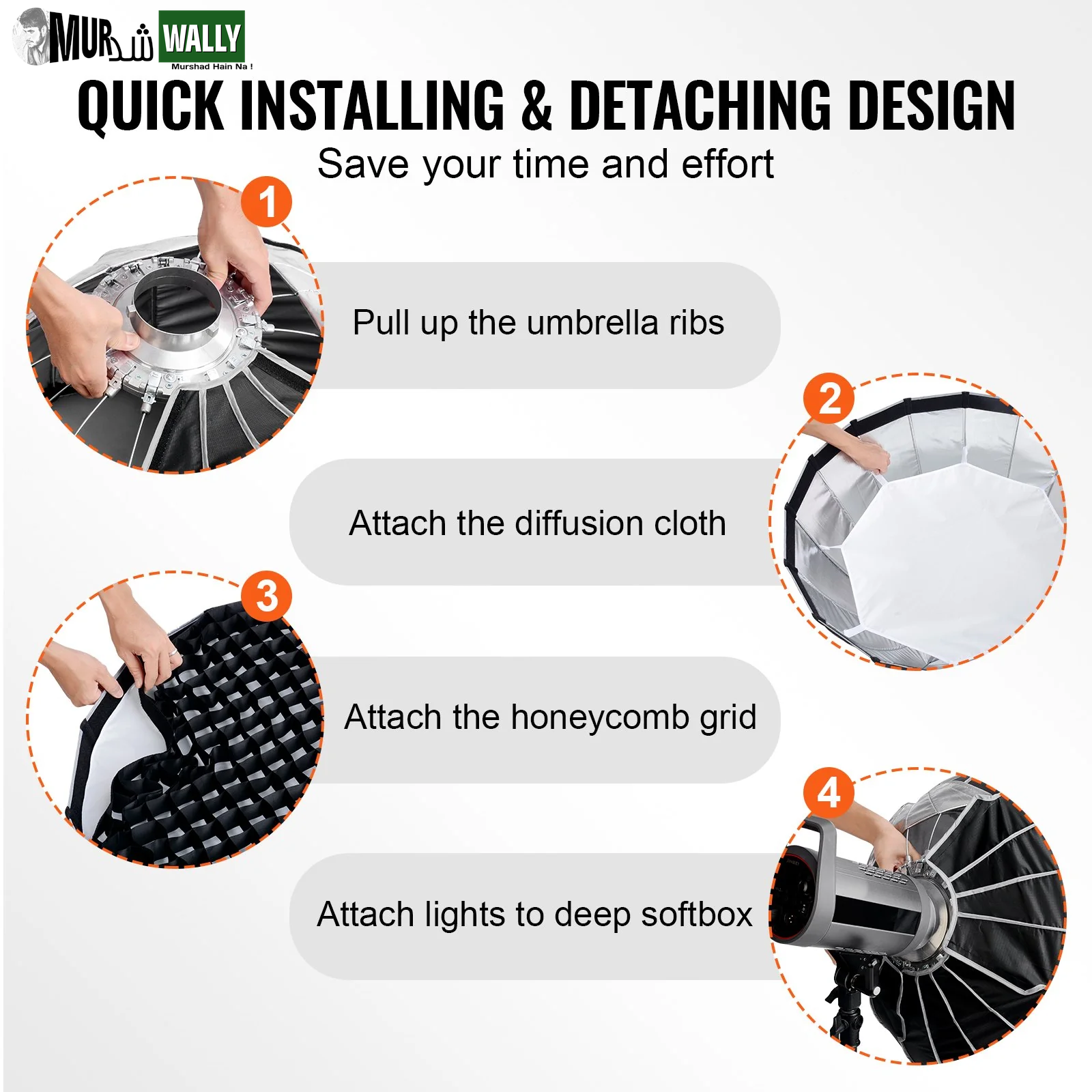 VEVOR Parabolic Softbox 33 in Quick Release & Quick Fold & Portable