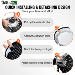 VEVOR Parabolic Softbox 33 in Quick Release & Quick Fold & Portable