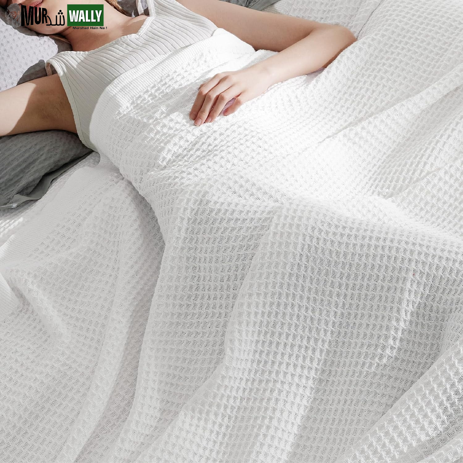 100% Cotton Blankets Twin-Xl Navy - Waffle Weave Blankets for All Seasons, 66X90 Inches