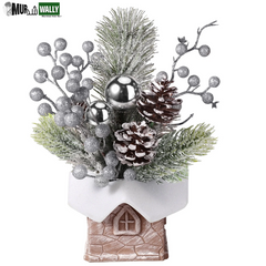 Small Christmas Tree, Artificial Mini Tabletop Christmas Decorations with Christmas Ornaments, for Home Party Thankgivings Christmas Decor Indoor, Silver
