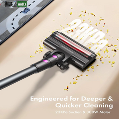 Cordless Vacuum Cleaner, 300W 23Kpa Powerful Suction Vacuum with LED Display, 3 Suction, 48Mins Runtime, Lightweight Stick Cleaner with Sofa Brush for Hard Floor/Carpet/Pet Hair/Car, Black