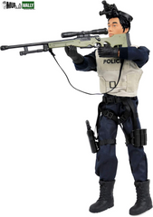 Police Force Sniper 12" Inch Action Figure Play Set with Accessories.,Multicolor