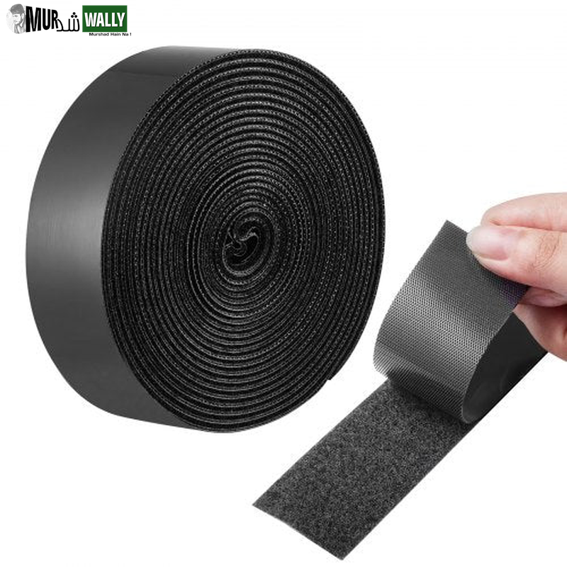 16 Ft X 1.5 in Hook and Loop Tape Nylon Self Adhesive Strips Roll Black