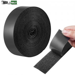16 Ft X 1.5 in Hook and Loop Tape Nylon Self Adhesive Strips Roll Black