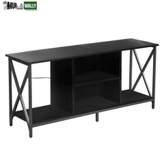 TV Stand for TV up to 65 Inches, TV Console Table with Led Lights & Power Outlets, Black