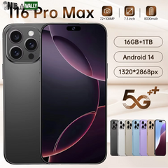 2025 Original 16G+1TB Smartphone 7.3 in Case for I16 Promax Full Screen 4G 5G Cell Phone 8000Mah Mobile Phones Global Version