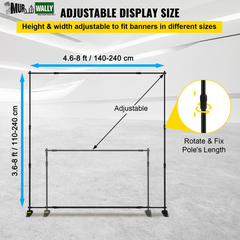 VEVOR Telescopic Backdrop Banner Stand 8' X 8' Banner Stand Adjustable Step and Repeat Backdrop Banner Stand Retractable Banner Stand with Carrying Bag (8 Ft)