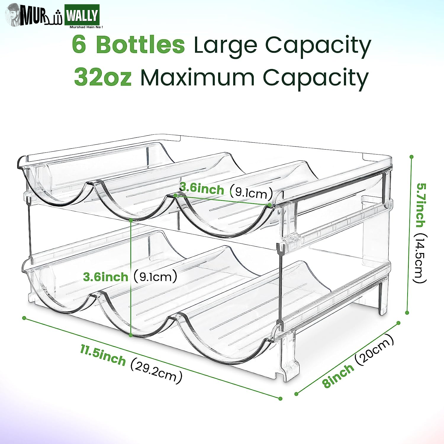 Water Bottle Organizer for Cabinet, Water Bottle Storage Organizer, 2 Packs Water Bottle Storage Rack, Water Bottle Holder for Cabinet, Stackable Water Bottle Storage Rack