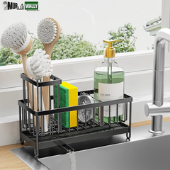 Sink Caddy,Black Rust-Resistant Kitchen Organizer,Sponge Holder for Kitchen Sink