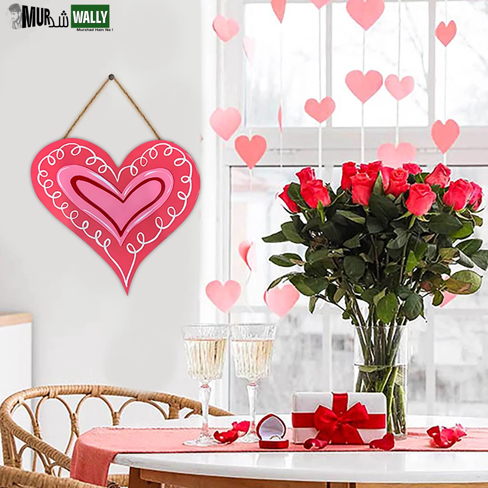16 Inch Valentine'S Day Sign Luminous Love Heart Shape Wreath Garland with Lights Home Decorations Red Valentines Day Gifts