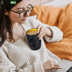 Ceramic Coffee Mug, 1 Pack Large Coffee Mug, 16Oz Restaurant Coffee Mug with Handle, Black Porcelain Mug for Office and Home, Large Ceramic Coffee Cup for Coffee Tea Cocoa Juice, Yellow