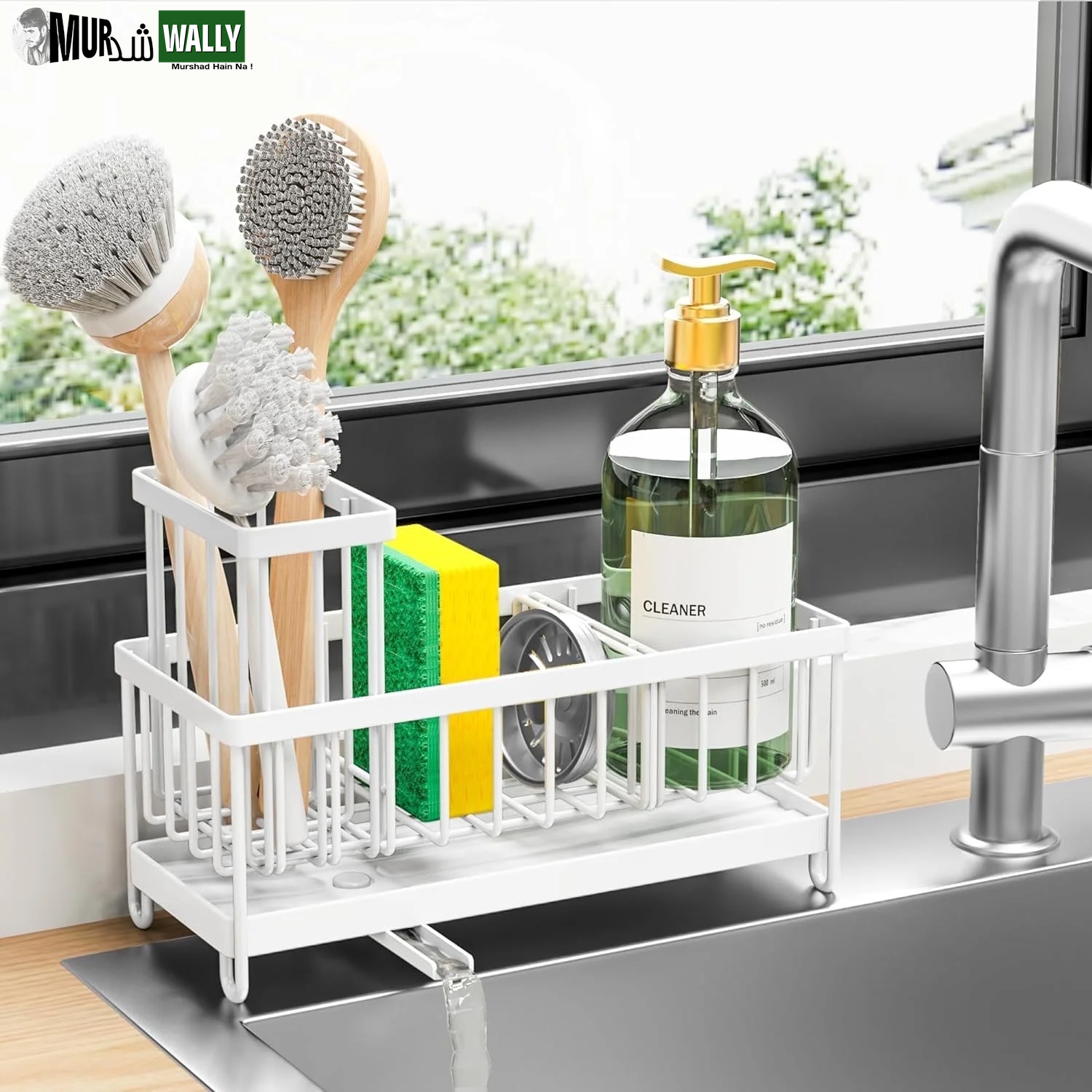 Sink Caddy,Black Rust-Resistant Kitchen Organizer,Sponge Holder for Kitchen Sink