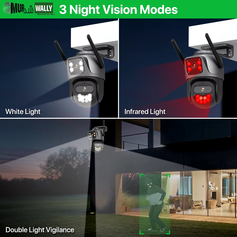 External Wifi PTZ Camera Dual Lens 4K 8MP HD Outdoor IP Camera 4MP Auto Tracking Security Protection CCTV Surveillance Icsee P2P