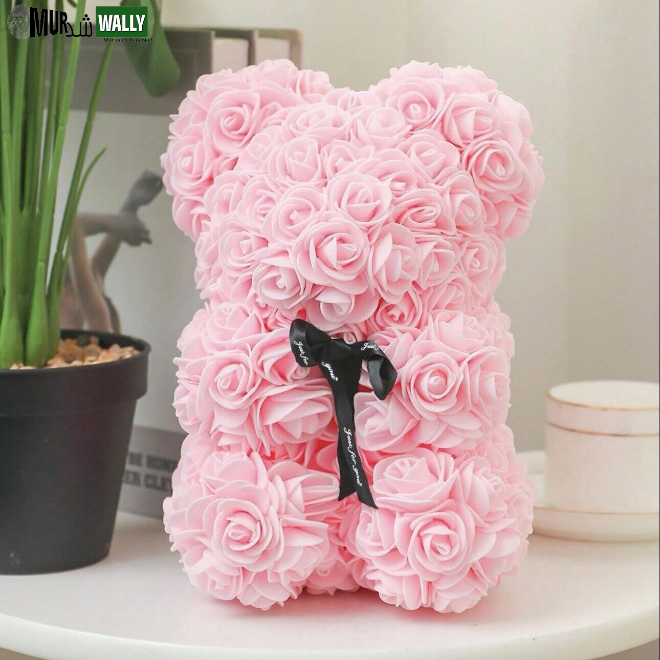 HOT Valentines Day Gift 25Cm Red Rose Teddy Bear Rose Flower Artificial Decorati