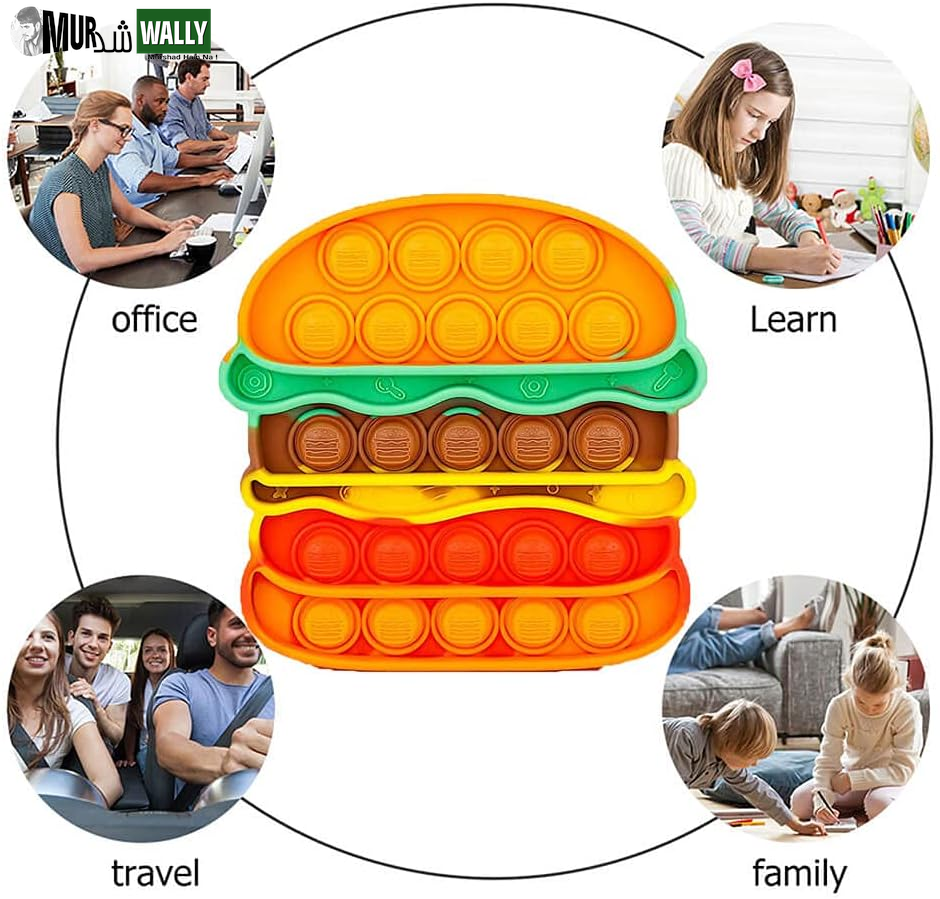 Fidget Toys Pop , Bubble Popping Sensory Fidget Toy for Adults and Children, Push Pop on It Stress Toy for Autism, Sensory Popper Educational Game Toy for Kids（Hamburger & Fries Shapes ）