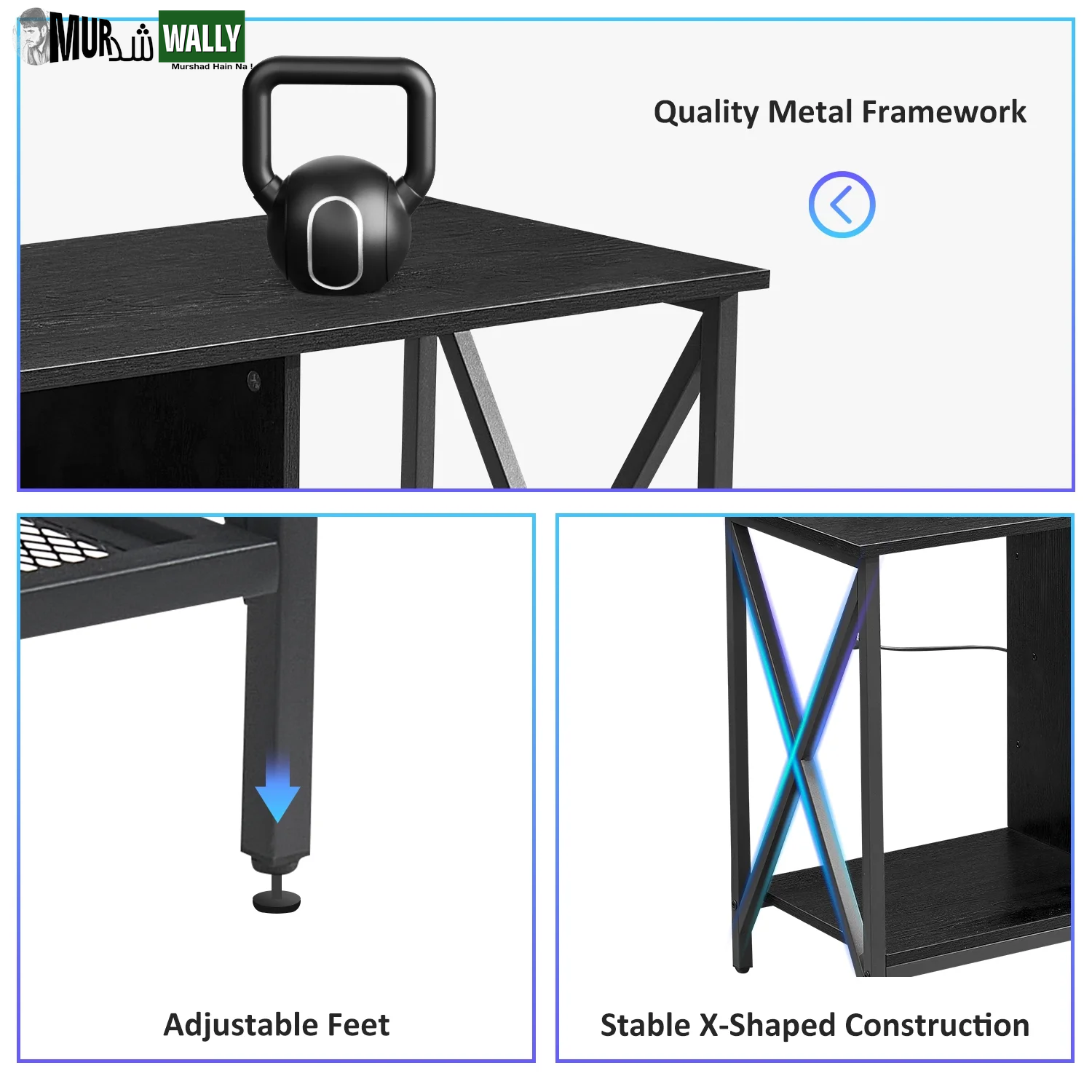 TV Stand for TV up to 65 Inches, TV Console Table with Led Lights & Power Outlets, Black