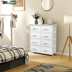 JHK Children'S Wardrobe for Bedroom with 8 Fabric Drawers Storage Cabinet Steel Frame Assembly Closet for Clothes Home Furniture