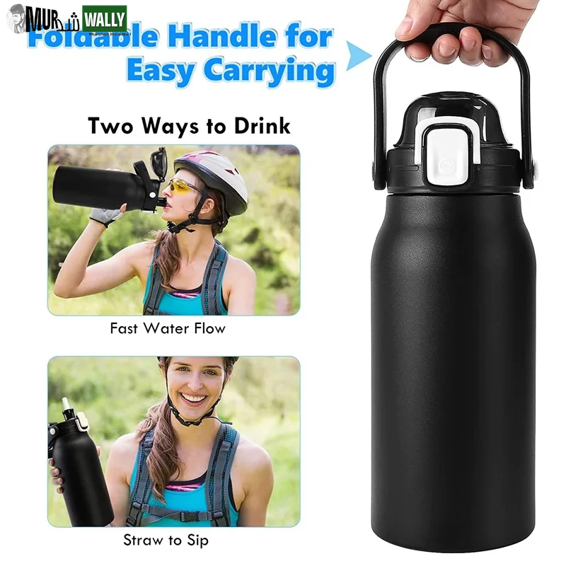 2L Tumbler Thermo Bottle Large Capacity with Straw Stainless Steel Thermal Water Bottle Cold and Hot Thermo Cup Vacuum Flask Gym
