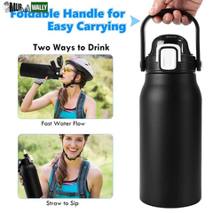2L Tumbler Thermo Bottle Large Capacity with Straw Stainless Steel Thermal Water Bottle Cold and Hot Thermo Cup Vacuum Flask Gym