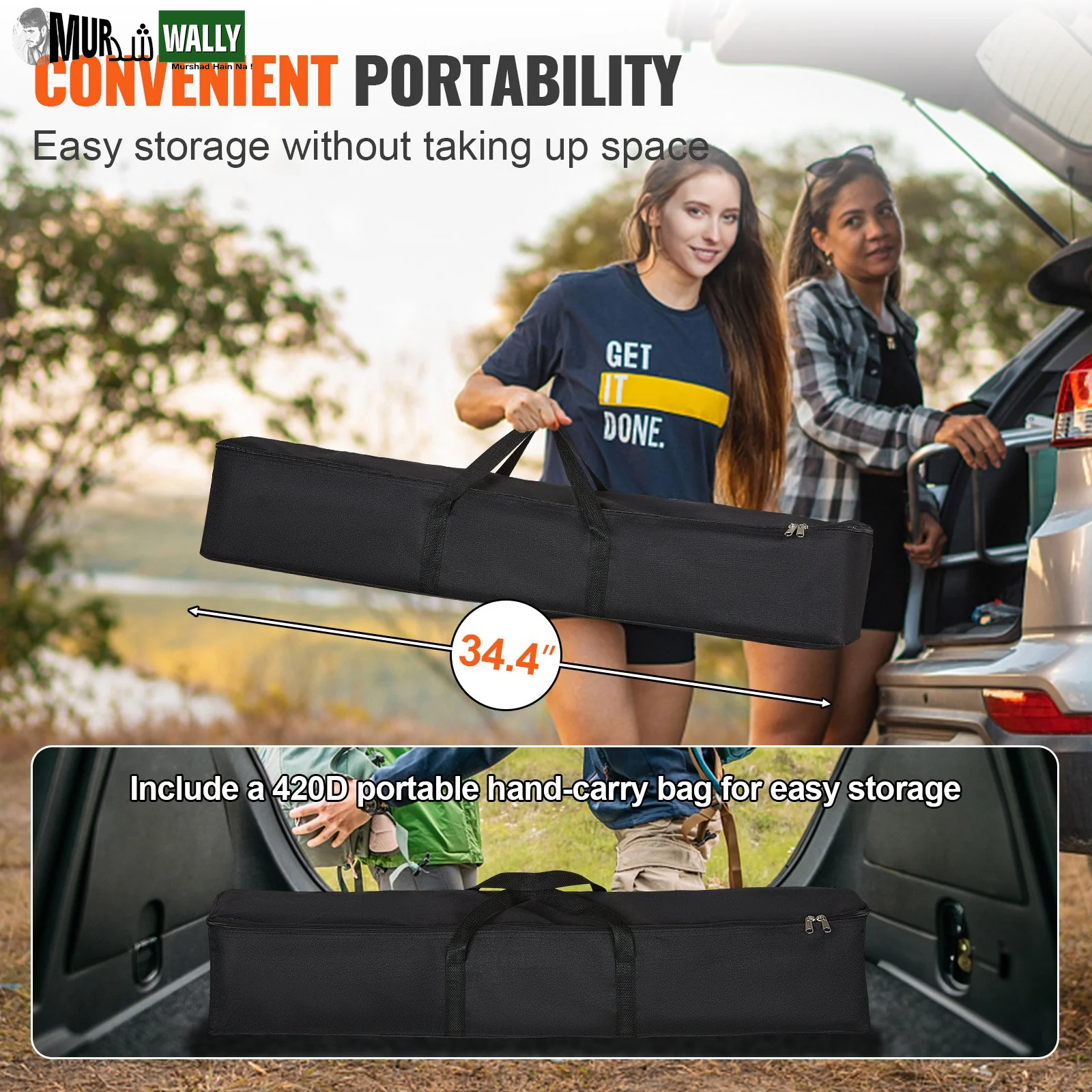 VEVOR Projector Screen with Stand, 120 Inch 16:9 4K 1080 HD Outdoor Movie Screen with Stand, Wrinkle-Free Projection Screen with Bar Feet and Carry Bag, for Home Theater Cinema Backyard Movie Night